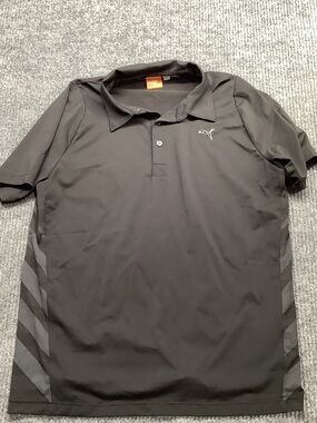 Puma Black Polo with Gray Chevron Side Panels